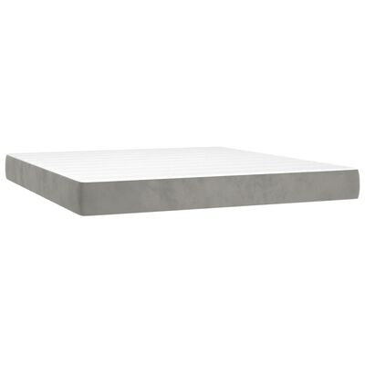 vidaXL Boxspringbett mit Matratze Hellgrau 200x200 cm Samt