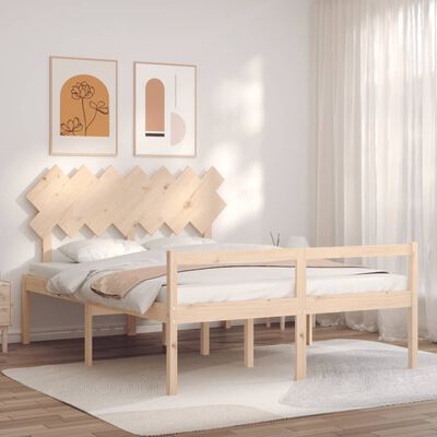 vidaXL Seniorenbett mit Kopfteil Kingsize Massivholz