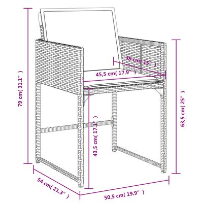 vidaXL 9-tlg. Garten-Essgruppe mit Kissen Beigemischung Poly Rattan