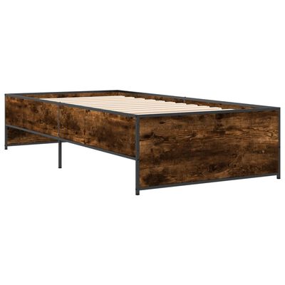 vidaXL Bettgestell Räuchereiche 100x200 cm Holzwerkstoff und Metall