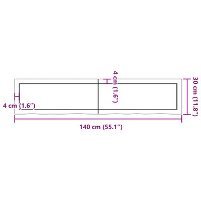 vidaXL Wandregal Dunkelbraun 140x30x(2-6)cm Massivholz Eiche Behandelt