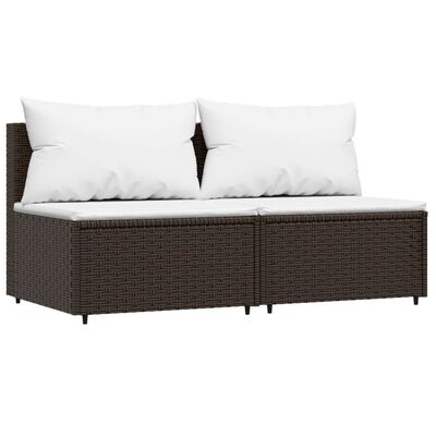 vidaXL 3-tlg. Garten-Lounge-Set mit Kissen Braun Poly Rattan