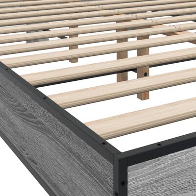 vidaXL Bettgestell Grau Sonoma 140x190 cm Holzwerkstoff und Metall