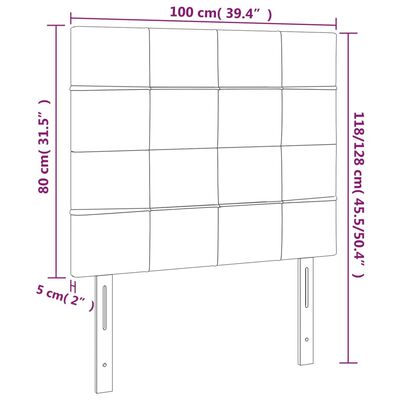 vidaXL LED Kopfteil Hellgrau 100x5x118/128 cm Samt