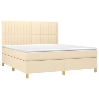 vidaXL Boxspringbett mit Matratze Creme 160x200 cm Stoff