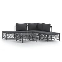 vidaXL 6-tlg. Garten-Lounge-Set mit Kissen Anthrazit Stahl