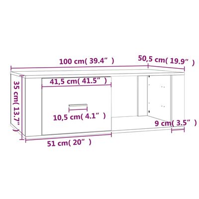 vidaXL Couchtisch Betongrau 100x50,5x35 cm Holzwerkstoff