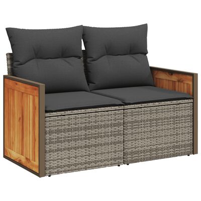 vidaXL 13-tlg. Garten-Sofagarnitur mit Kissen Grau Poly Rattan