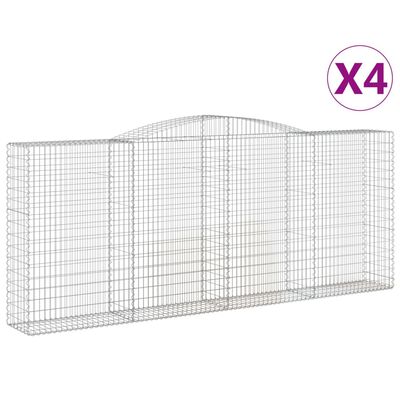 vidaXL Gabionen mit Hochbogen 4 Stk. 400x50x160/180cm Verzinktes Eisen