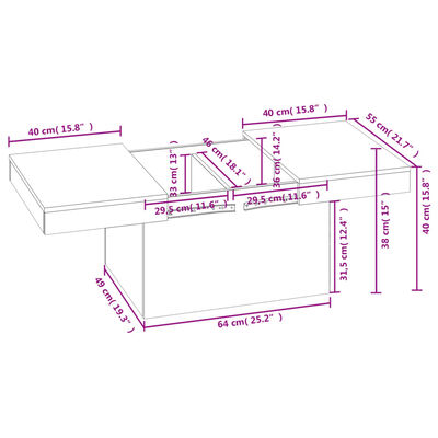 vidaXL Couchtisch Grau Sonoma 80x55x40 cm Holzwerkstoff