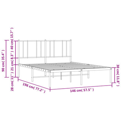 vidaXL Bettgestell mit Kopfteil Metall Weiß 140x190 cm