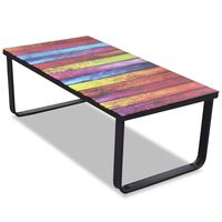 vidaXL Couchtisch mit Glasplatte Regenbogen-Aufdruck