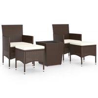 vidaXL 5-tlg. Bistro-Set Poly-Rattan und Hartglas Braun