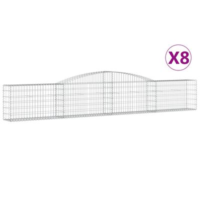 vidaXL Gabionen mit Hochbogen 8 Stk. 400x30x60/80 cm Verzinktes Eisen