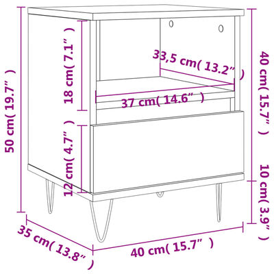 vidaXL Nachttische 2 Stk. Sonoma-Eiche 40x35x50 cm Holzwerkstoff