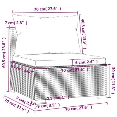 vidaXL 12-tlg. Garten-Lounge-Set mit Kissen Schwarz Poly Rattan