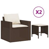 vidaXL 4-tlg. Garten-Sofagarnitur mit Kissen Braun Poly Rattan