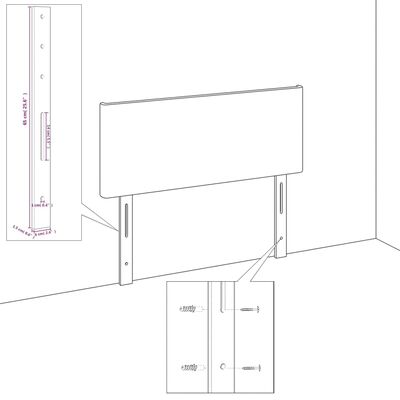 vidaXL Kopfteil mit Ohren Schwarz 203x23x78/88 cm Samt