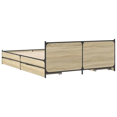 vidaXL Bettgestell mit Schubladen Sonoma-Eiche 120x190cm Holzwerkstoff