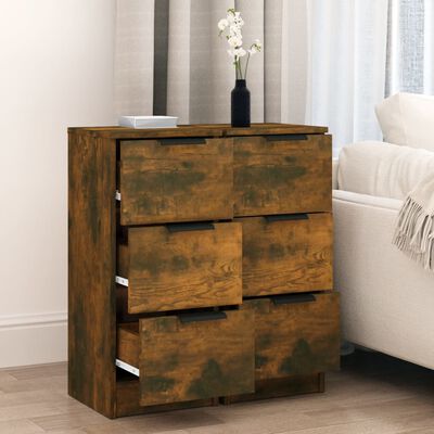 vidaXL Sideboards 2 Stk. Räuchereiche 30x30x70 cm Holzwerkstoff