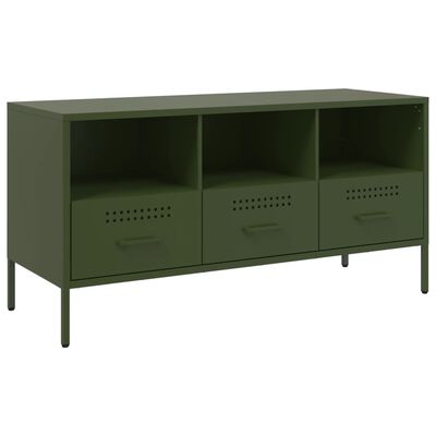 vidaXL TV-Schrank Olivgrün 100,5x39x50,5 cm Stahl