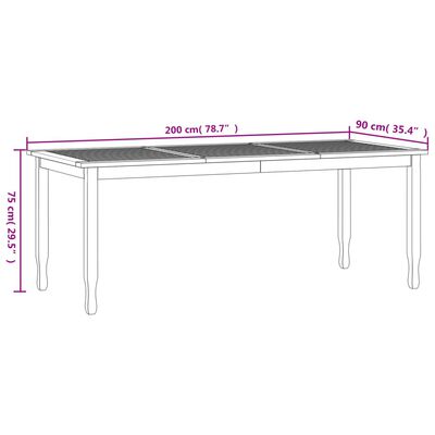 vidaXL Garten-Esstisch 200x90x75 cm Massivholz Teak