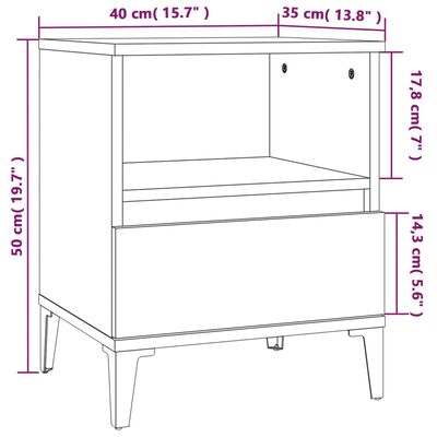 vidaXL Nachttische 2 Stk. Hochglanz-Weiß 40x35x50 cm