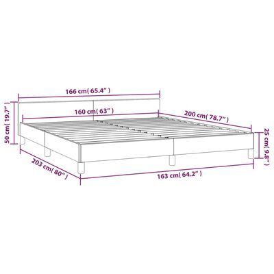 vidaXL Bettgestell ohne Matratze Dunkelbraun 160x200 cm Stoff