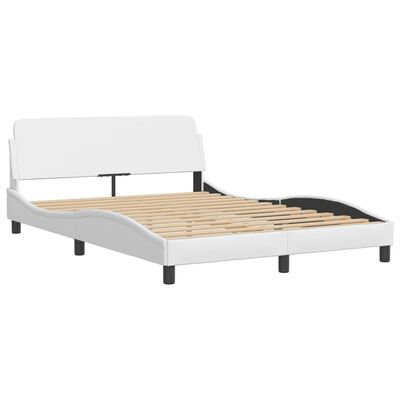 vidaXL Bett mit Matratze Weiß 140x190 cm Kunstleder