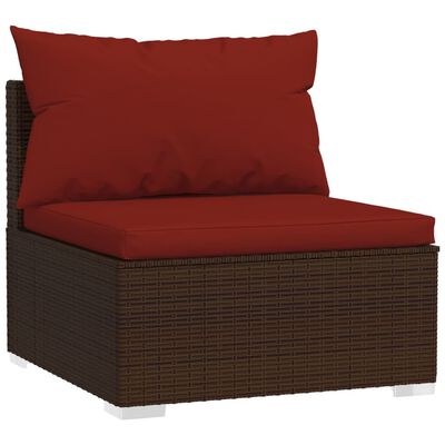 vidaXL 10-tlg. Garten-Lounge-Set mit Kissen Poly Rattan Braun