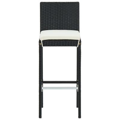 vidaXL Barhocker mit Kissen 6 Stk. Schwarz Poly Rattan