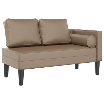 vidaXL Chaiselongue mit Kissen Cappuccino Kunstleder