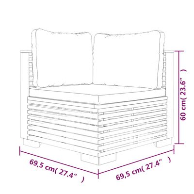 vidaXL 4-tlg. Garten-Lounge-Set mit Kissen Massivholz Teak