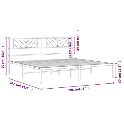 vidaXL Bettgestell mit Kopfteil Metall Weiß 193x203 cm