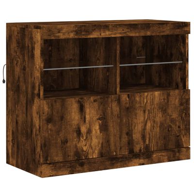 vidaXL Sideboard mit LED-Leuchten Räuchereiche 283x37x67 cm