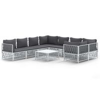 vidaXL 9-tlg. Garten-Lounge-Set mit Kissen Weiß Stahl