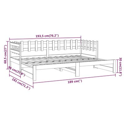 vidaXL Tagesbett Ausziehbar Honigbraun 2x(90x190) cm Massivholz Kiefer