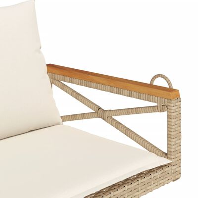 vidaXL Hängebank mit Kissen Beige 109x62x40 cm Poly Rattan