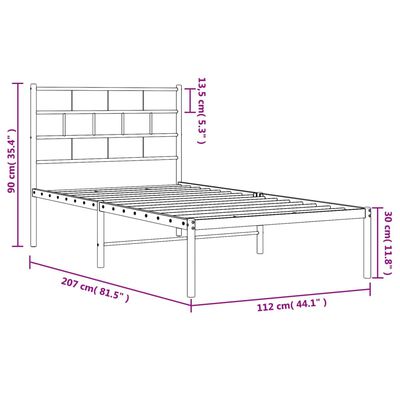 vidaXL Bettgestell mit Kopfteil Metall Weiß 107x203 cm