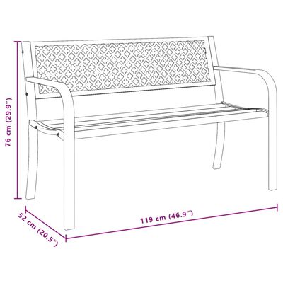 vidaXL Gartenbank 119 cm Schwarz Stahl