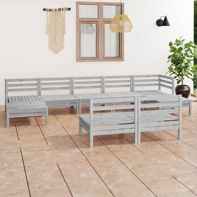 vidaXL 9-tlg. Garten-Lounge-Set Weiß Massivholz Kiefer