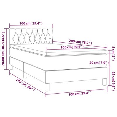 vidaXL Boxspringbett mit Matratze & LED Dunkelgrün 100x200 cm Samt