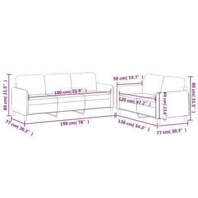 vidaXL 2-tlg. Sofagarnitur mit Kissen Braun Stoff