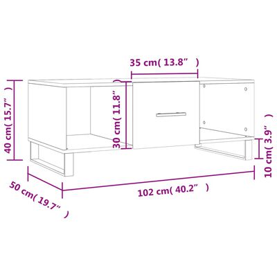 vidaXL Couchtisch Schwarz 102x50x40 cm Holzwerkstoff