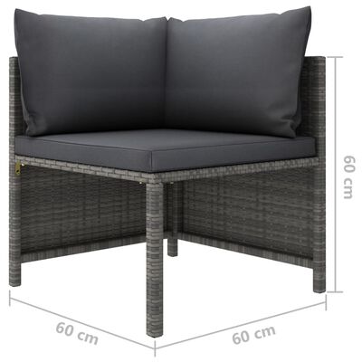 vidaXL 3-tlg. Garten-Lounge-Set mit Kissen Poly Rattan Grau