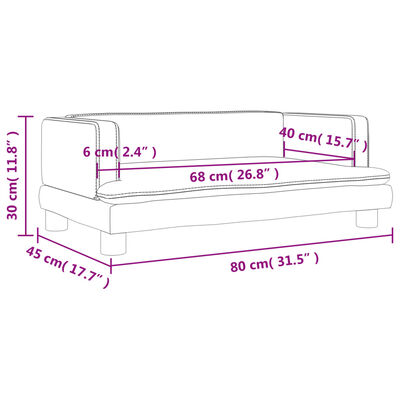 vidaXL Kindersofa Grau 80x45x30 cm Kunstleder