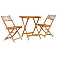 vidaXL 3-tlg. Bistro-Set Beige Poly Rattan und Massivholz