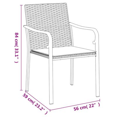 vidaXL 5-tlg. Garten-Essgruppe mit Kissen Poly Rattan und Stahl