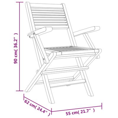 vidaXL Gartenstühle 6 Stk. Klappbar 55x62x90 cm Massivholz Teak