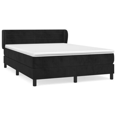 vidaXL Boxspringbett mit Matratze Schwarz 140x200 cm Samt